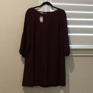 Maurices Long Sleeve Shift Dress in Burgundy